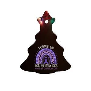 Purple Up Military Child Month Rainbow Ribbon Purple Gifts Ceramic Tree Ornament