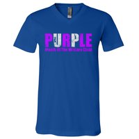 Purple Up Month Of Military Awareness Gift V-Neck T-Shirt