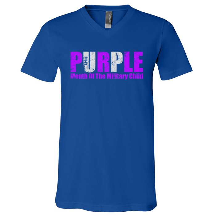 Purple Up Month Of Military Awareness Gift V-Neck T-Shirt