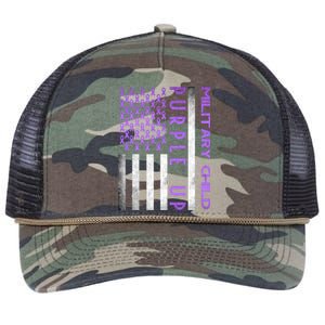 Purple Up Month Of Military Awareness Gift Retro Rope Trucker Hat Cap