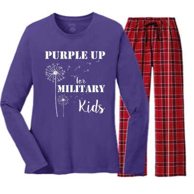 Purple Up Military Child Women's Long Sleeve Flannel Pajama Set 