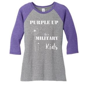 Purple Up Military Child Women's Tri-Blend 3/4-Sleeve Raglan Shirt