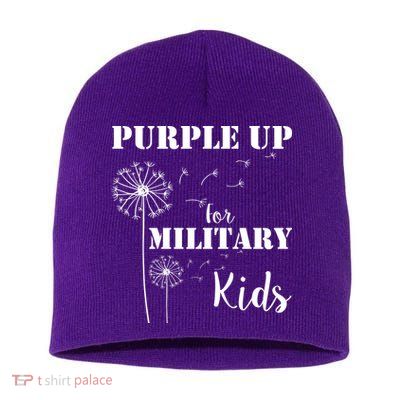 Purple Up Military Child Short Acrylic Beanie