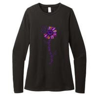 Purple Up Military Child Sunflower Leopard Womens CVC Long Sleeve Shirt