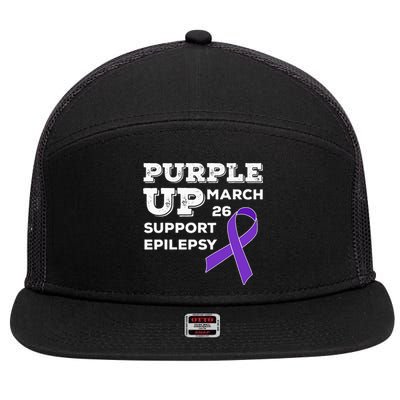 Purple UP March 26 Support Epilepsy Awareness Day 7 Panel Mesh Trucker Snapback Hat