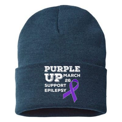 Purple UP March 26 Support Epilepsy Awareness Day Sustainable Knit Beanie