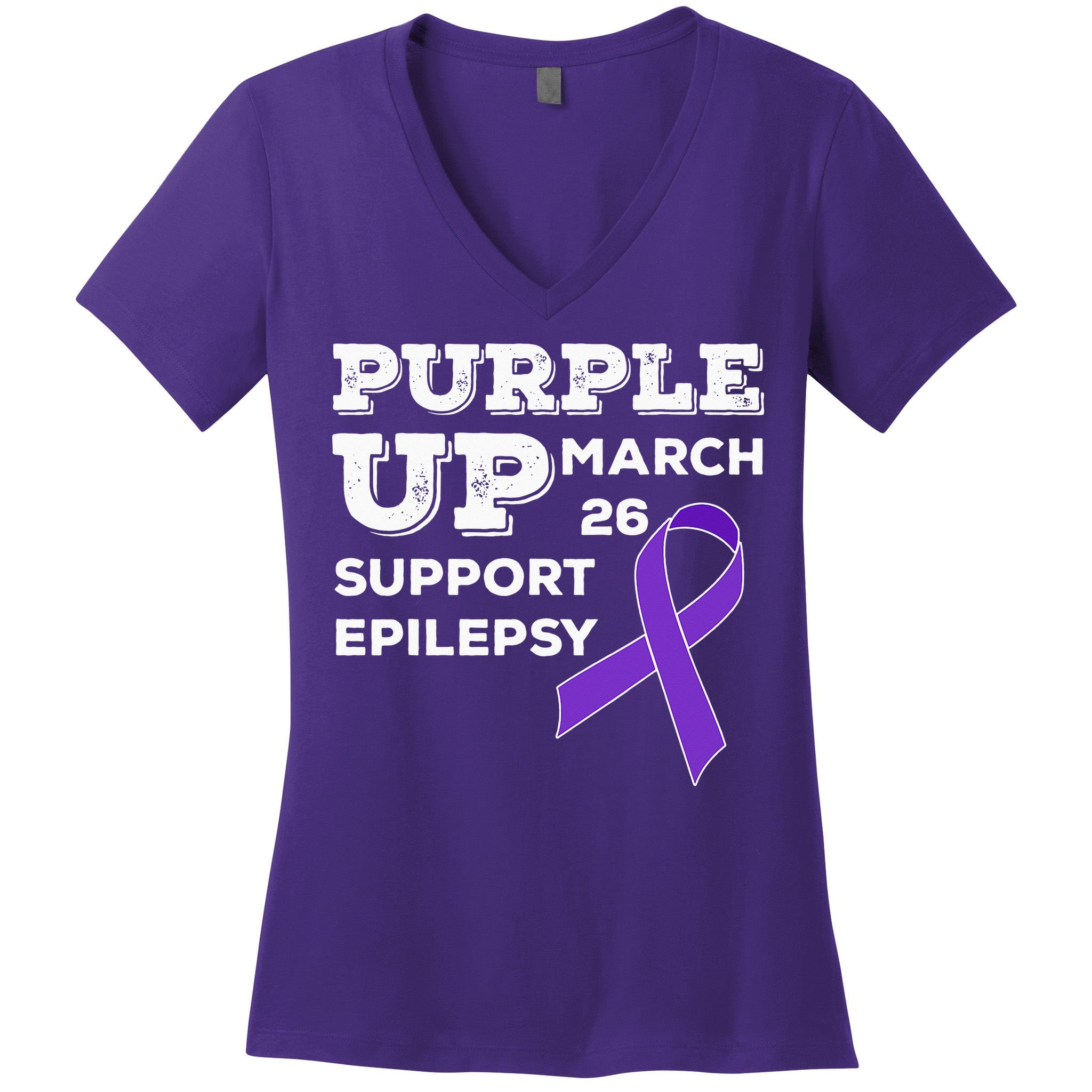 Purple UP March 26 Support Epilepsy Awareness Day Women's V-Neck T-Shirt