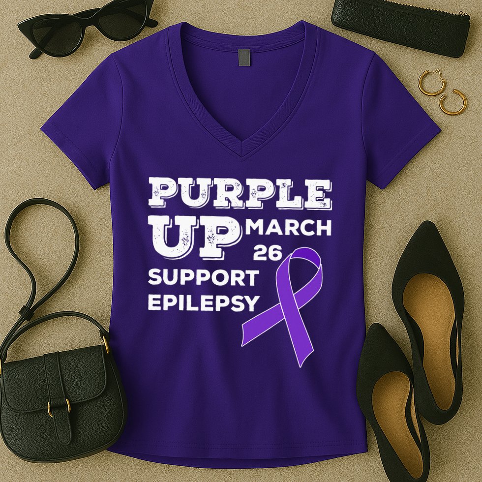 Purple UP March 26 Support Epilepsy Awareness Day Women's V-Neck T-Shirt