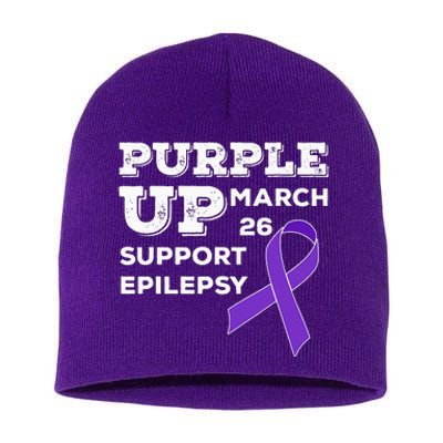 Purple UP March 26 Support Epilepsy Awareness Day Short Acrylic Beanie