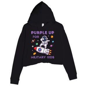 Purple Up Military Ki.Ds Military Child Month Astronaut Funny Crop Fleece Hoodie