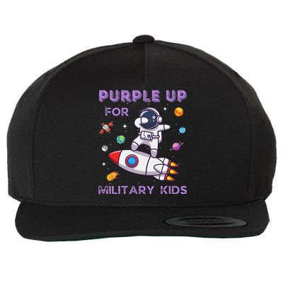 Purple Up Military Ki.Ds Military Child Month Astronaut Funny Wool Snapback Cap