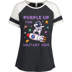 Purple Up Military Ki.Ds Military Child Month Astronaut Funny Enza Ladies Jersey Colorblock Tee