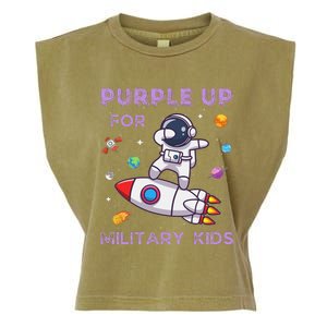 Purple Up Military Ki.Ds Military Child Month Astronaut Funny Garment-Dyed Women's Muscle Tee