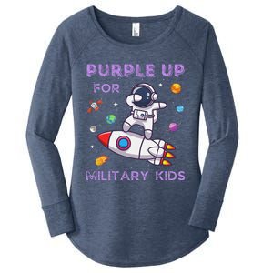 Purple Up Military Ki.Ds Military Child Month Astronaut Funny Women's Perfect Tri Tunic Long Sleeve Shirt