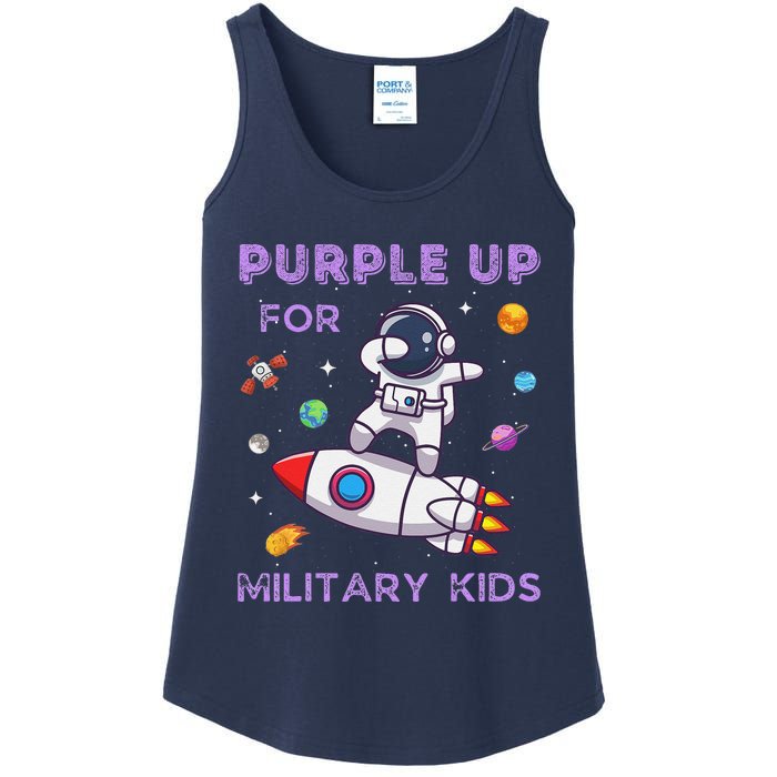 Purple Up Military Ki.Ds Military Child Month Astronaut Funny Ladies Essential Tank