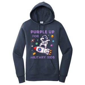 Purple Up Military Ki.Ds Military Child Month Astronaut Funny Women's Pullover Hoodie