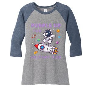 Purple Up Military Ki.Ds Military Child Month Astronaut Funny Women's Tri-Blend 3/4-Sleeve Raglan Shirt