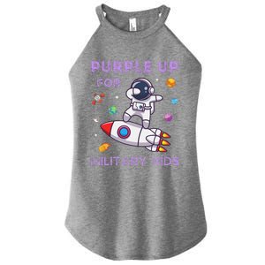 Purple Up Military Ki.Ds Military Child Month Astronaut Funny Women's Perfect Tri Rocker Tank