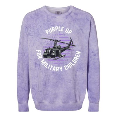 Purple Up Military Child Month Awareness Ren Helicopter Colorblast Crewneck Sweatshirt