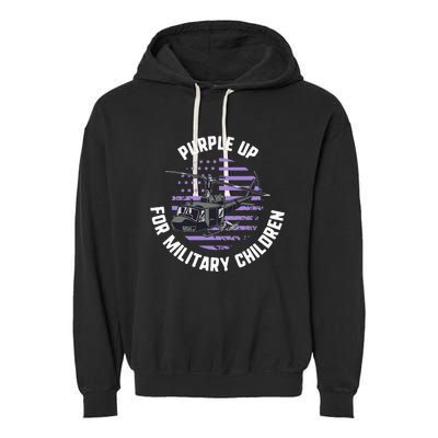 Purple Up Military Child Month Awareness Ren Helicopter Garment-Dyed Fleece Hoodie