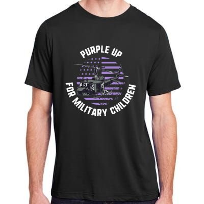 Purple Up Military Child Month Awareness Ren Helicopter Adult ChromaSoft Performance T-Shirt