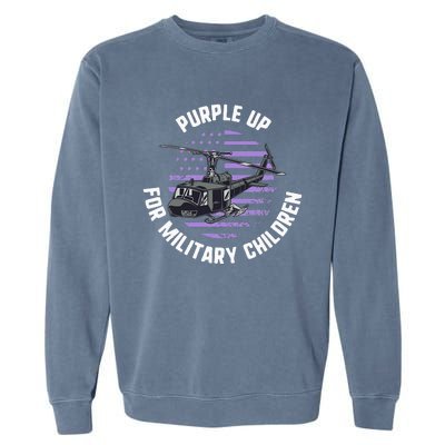 Purple Up Military Child Month Awareness Ren Helicopter Garment-Dyed Sweatshirt