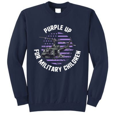 Purple Up Military Child Month Awareness Ren Helicopter Tall Sweatshirt