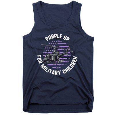 Purple Up Military Child Month Awareness Ren Helicopter Tank Top