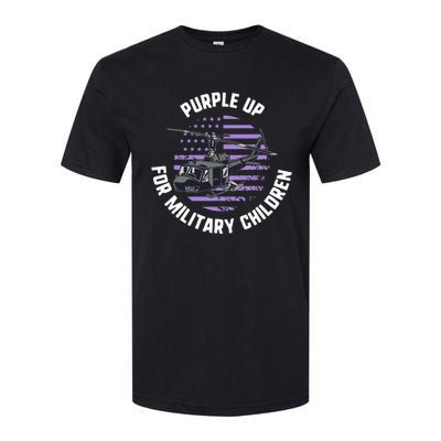 Purple Up Military Child Month Awareness Ren Helicopter Softstyle CVC T-Shirt