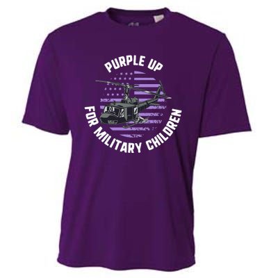 Purple Up Military Child Month Awareness Ren Helicopter Cooling Performance Crew T-Shirt