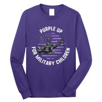 Purple Up Military Child Month Awareness Ren Helicopter Long Sleeve Shirt