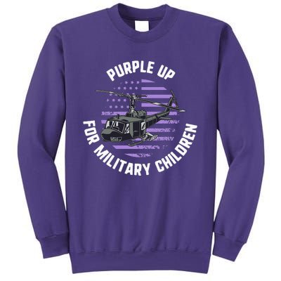 Purple Up Military Child Month Awareness Ren Helicopter Sweatshirt