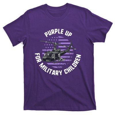 Purple Up Military Child Month Awareness Ren Helicopter T-Shirt