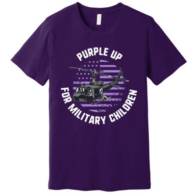 Purple Up Military Child Month Awareness Ren Helicopter Premium T-Shirt