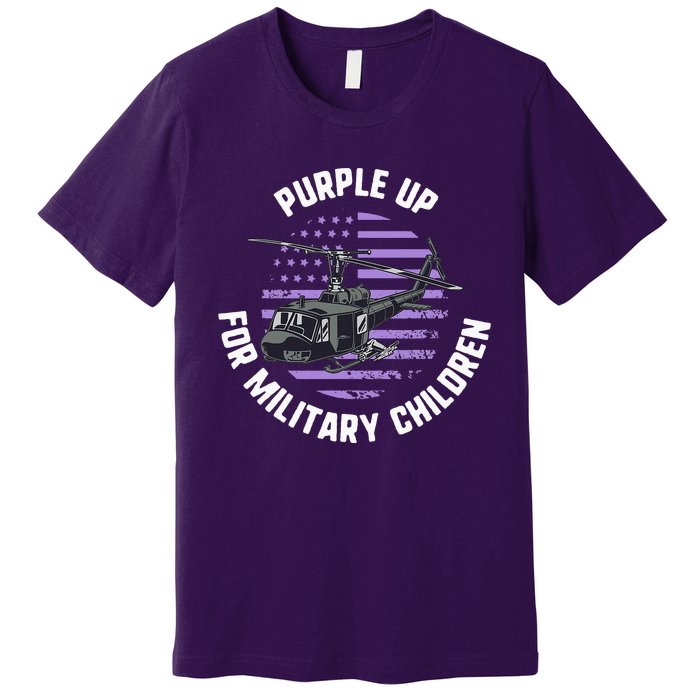 Purple Up Military Child Month Awareness Ren Helicopter Premium T-Shirt