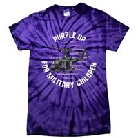 Purple Up Military Child Month Awareness Ren Helicopter Tie-Dye T-Shirt