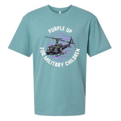 Purple Up Military Child Month Awareness Ren Helicopter Sueded Cloud Jersey T-Shirt