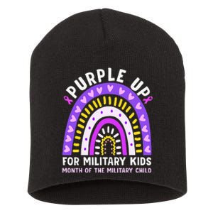 Purple Up Military Month Of The Military Child Rainbow Short Acrylic Beanie