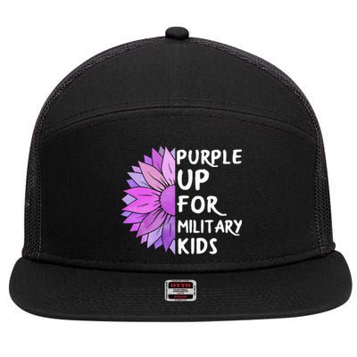 Purple Up Military Child Sunflower Military Brats Month 7 Panel Mesh Trucker Snapback Hat