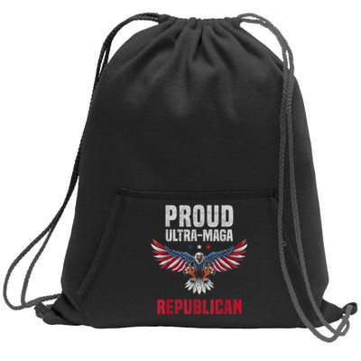 Proud Ultra MAGA Republican. Eagle USA Flag Colors Patriotic Sweatshirt Cinch Pack Bag