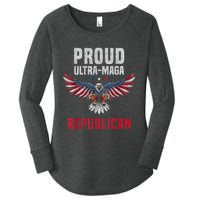 Proud Ultra MAGA Republican. Eagle USA Flag Colors Patriotic Women's Perfect Tri Tunic Long Sleeve Shirt