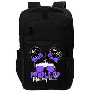 Purple Up Military Child Hair Bun Impact Tech Backpack