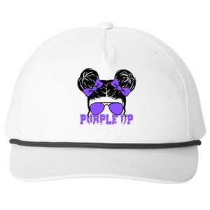 Purple Up Military Child Hair Bun Snapback Five-Panel Rope Hat