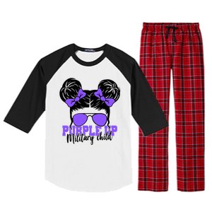 Purple Up Military Child Hair Bun Raglan Sleeve Pajama Set