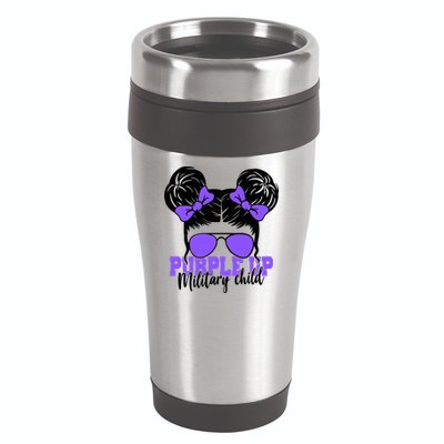 Purple Up Military Child Hair Bun 16oz Travel Tumbler