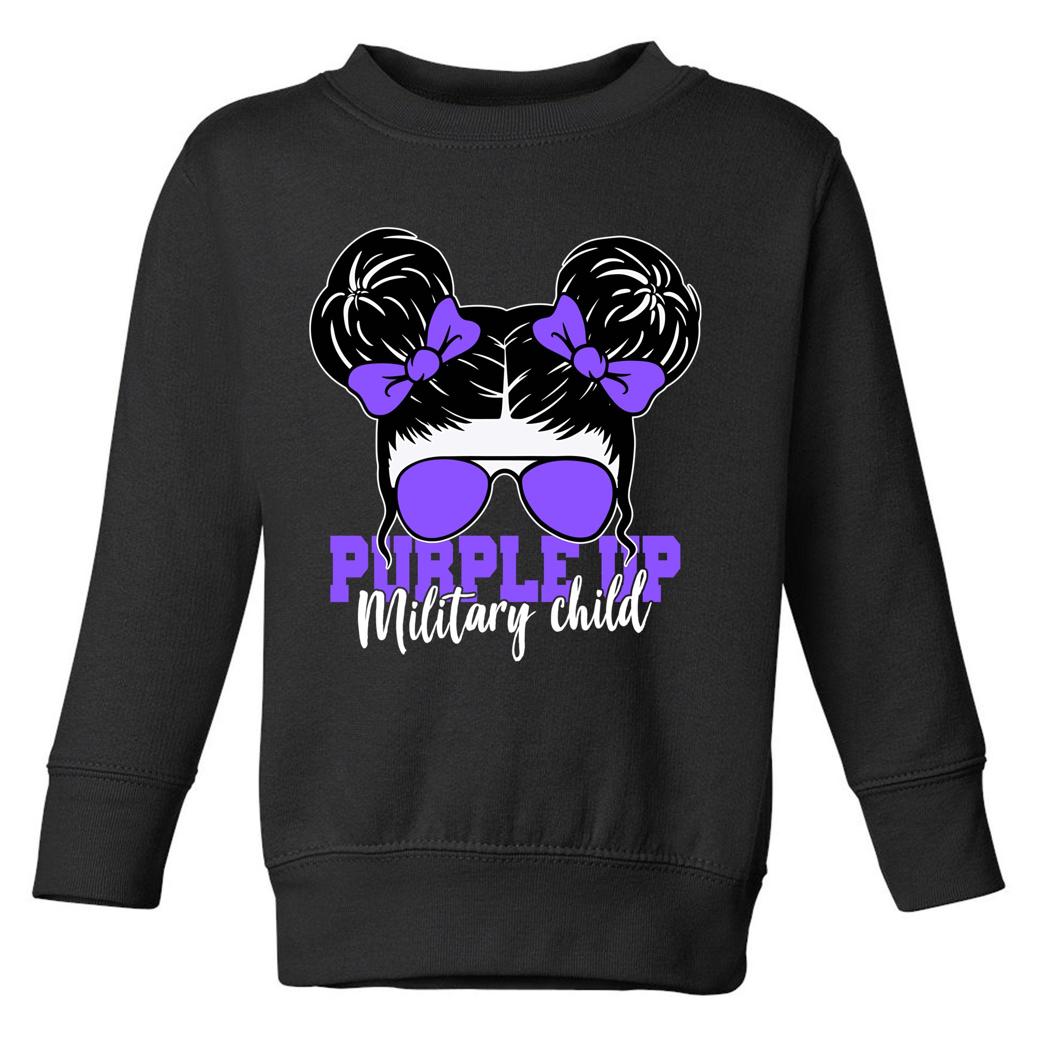 Purple Up Military Child Hair Bun Toddler Sweatshirt