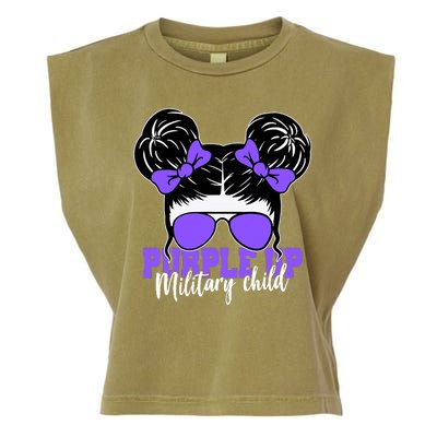 Purple Up Military Child Hair Bun Garment-Dyed Women's Muscle Tee