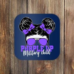 Purple Up Military Child Hair Bun Coaster