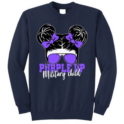 Purple Up Military Child Hair Bun Tall Sweatshirt