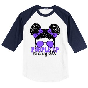 Purple Up Military Child Hair Bun Baseball Sleeve Shirt